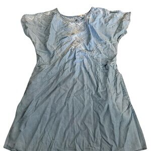 HOLDING HORSES Light Blue Embroidered Cotton Dress